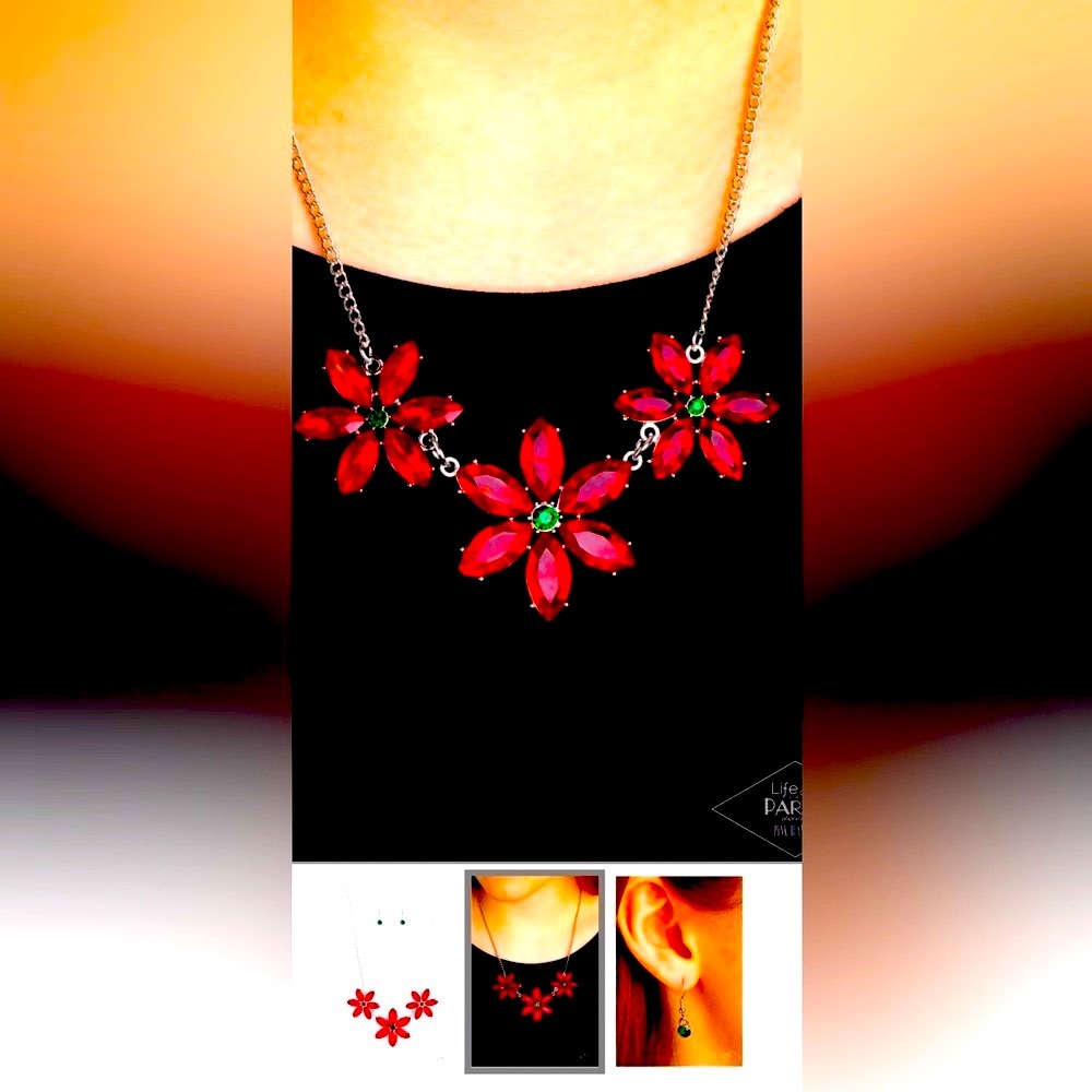 ♥️🎄♥️RARE CHRISTMAS NECKLACE❗️PAPARAZZI “MEADOW MUSE” MULTI RED NECKLACE❗️♥️🎄♥️ - Picture 7 of 8